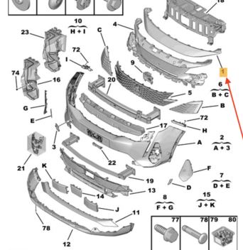 983679311T PEUGEOT VOORBUMPER AFDEKPLT BOV 21- 983679311T