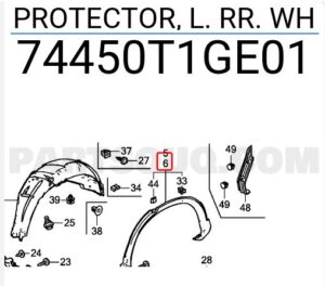 74450T1GE01 HONDA CR-V  ACHTER SCHERM LI WIELLIJST  2013- 74450T1GE01