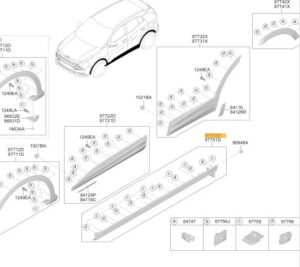 87752R2000 Kia Dorpelkap Rechts Zwart  87752R2000