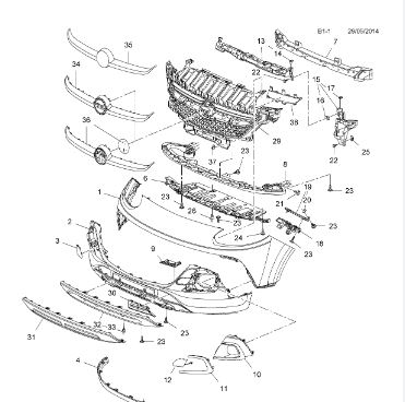 13450403 CHROOM SIERLIJST LINKS VOOR BUMPER 13450403 OPEL ADAM